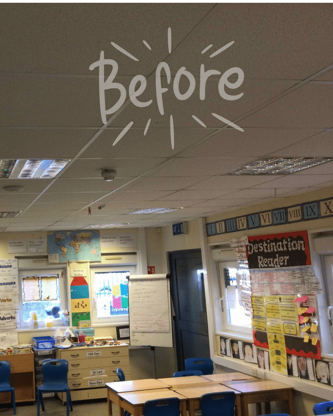 Marvels Lane classroom before Lighting improvements